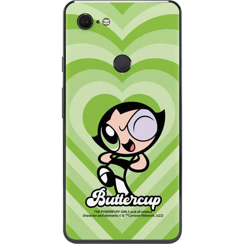 Cartoon Network Powerpuff Girls Buttercup Green Hearts Google Pixel 3 XL Skin